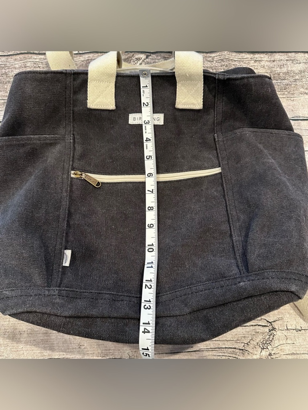 Birdling Black Canvas Laptop Tote Bag Backpack with Cream Handles ~15”x13” - Picture 8 of 8